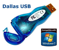 USB Dallas brand dongle is compatible with FastCAM v7 and Windows v7 32 bit
