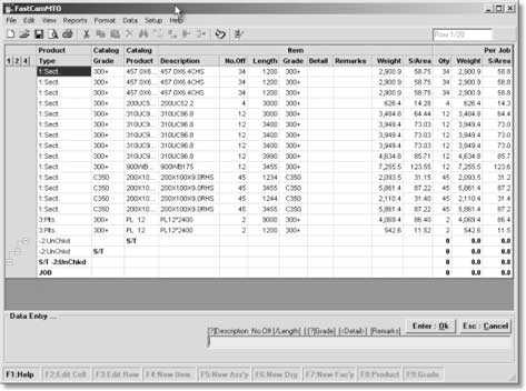 This take-off sample list is presented as BOM data