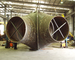 This large bifircate is just one example of the heavy shapes our system can handle with ease