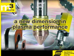 Esab's new m3Plasma torch supports straight and bevel cutting as well as all current marking devices. Photo courtesy of ESAB Welding & Cutting Products.